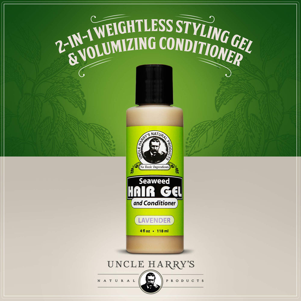 Uncle Harry's Lavender Seaweed Hair Gel application shows smooth detangler action for easy combing.