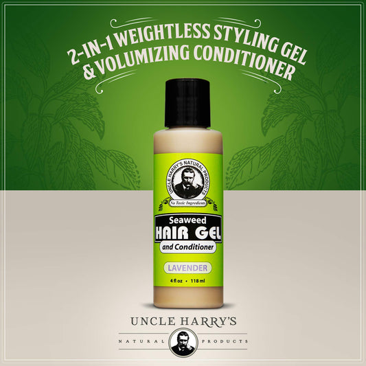 Uncle Harry's Lavender Seaweed Hair Gel application shows smooth detangler action for easy combing.