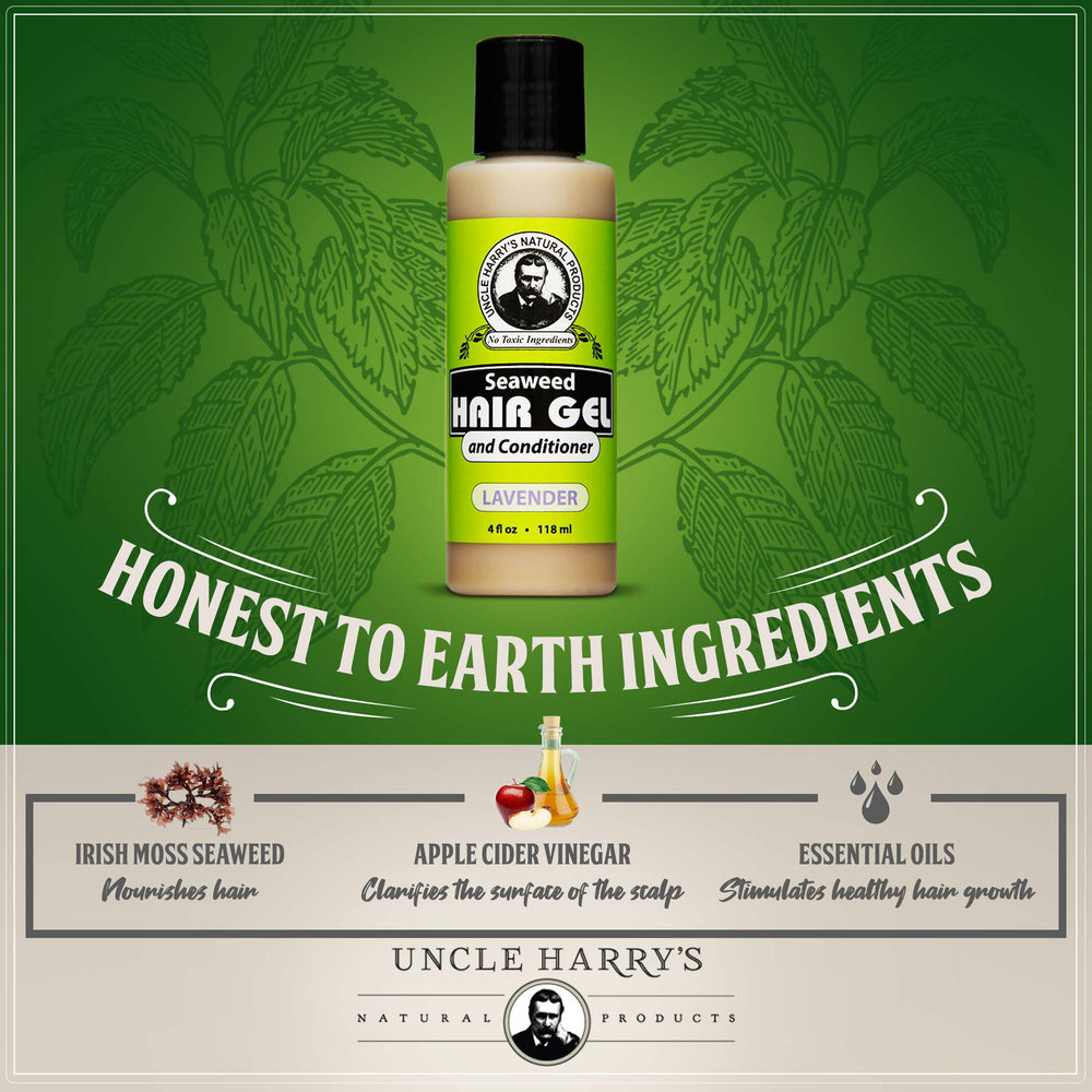 Uncle Harry's Pure Natural Ingredients label highlights vegan, gluten-free formulation.
