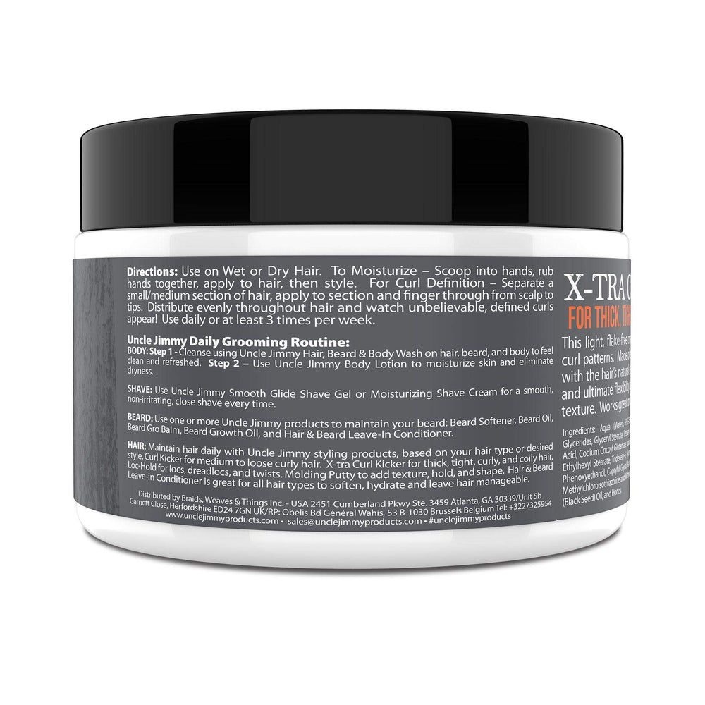 Uncle Jimmy X-TRA Curl-Kicker moisture-sheen illustrates lightweight, non-greasy moisture