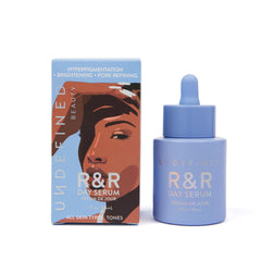 Undefined Beauty R&R Day Serum dropper enables precise application for radiant skin.