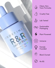 Undefined Beauty R&R Day Serum ingredients graphic highlights kojic and arbutin.