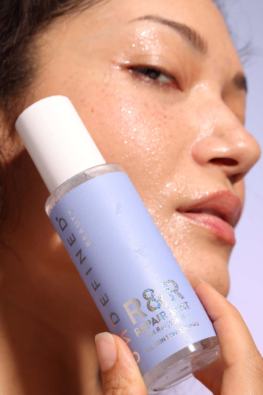 Undefined Beauty R&R Repair Mist spray on skin for soothing refresh
