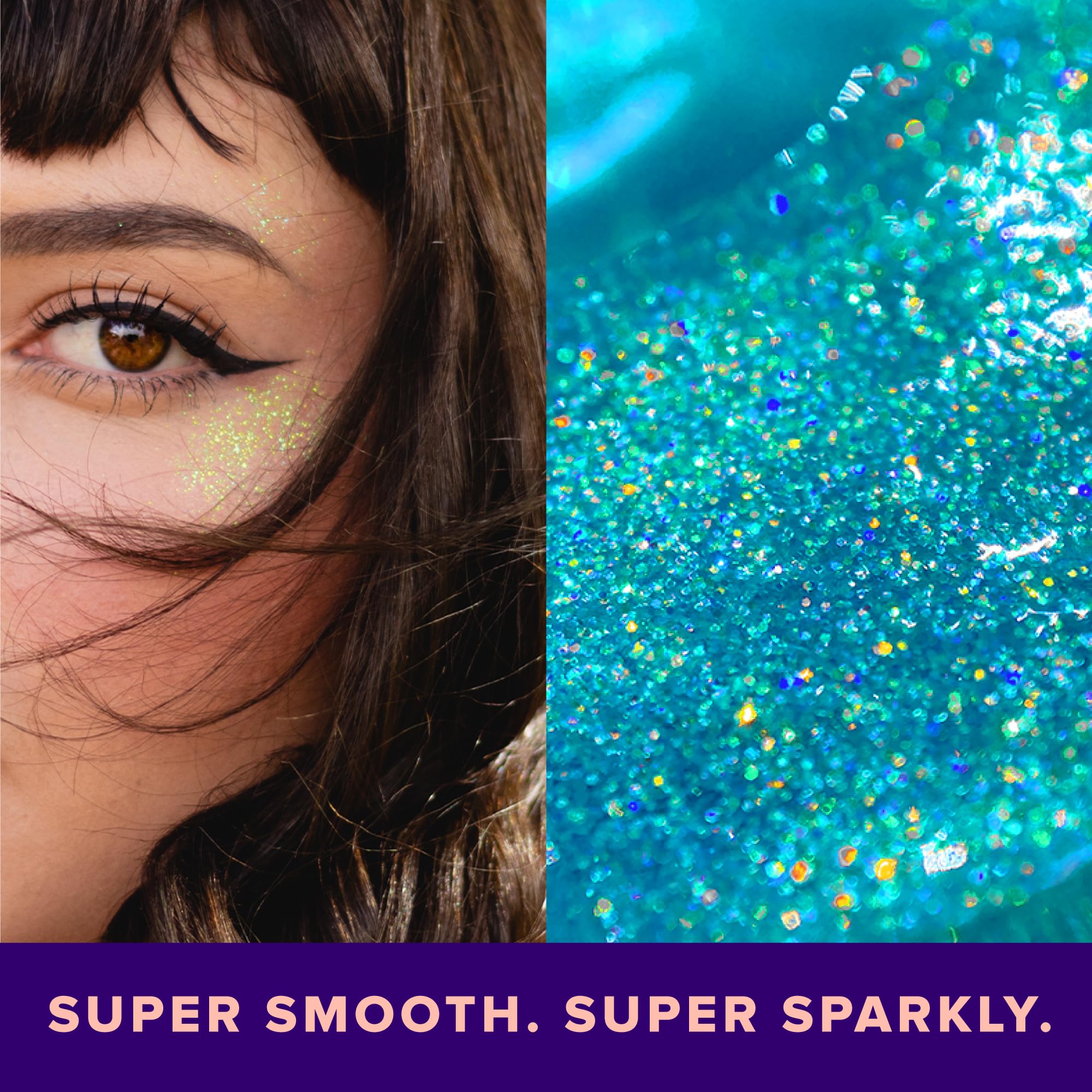 Unicorn Snot blue glitter gel in hair delivers cosmic shimmer to stand out.