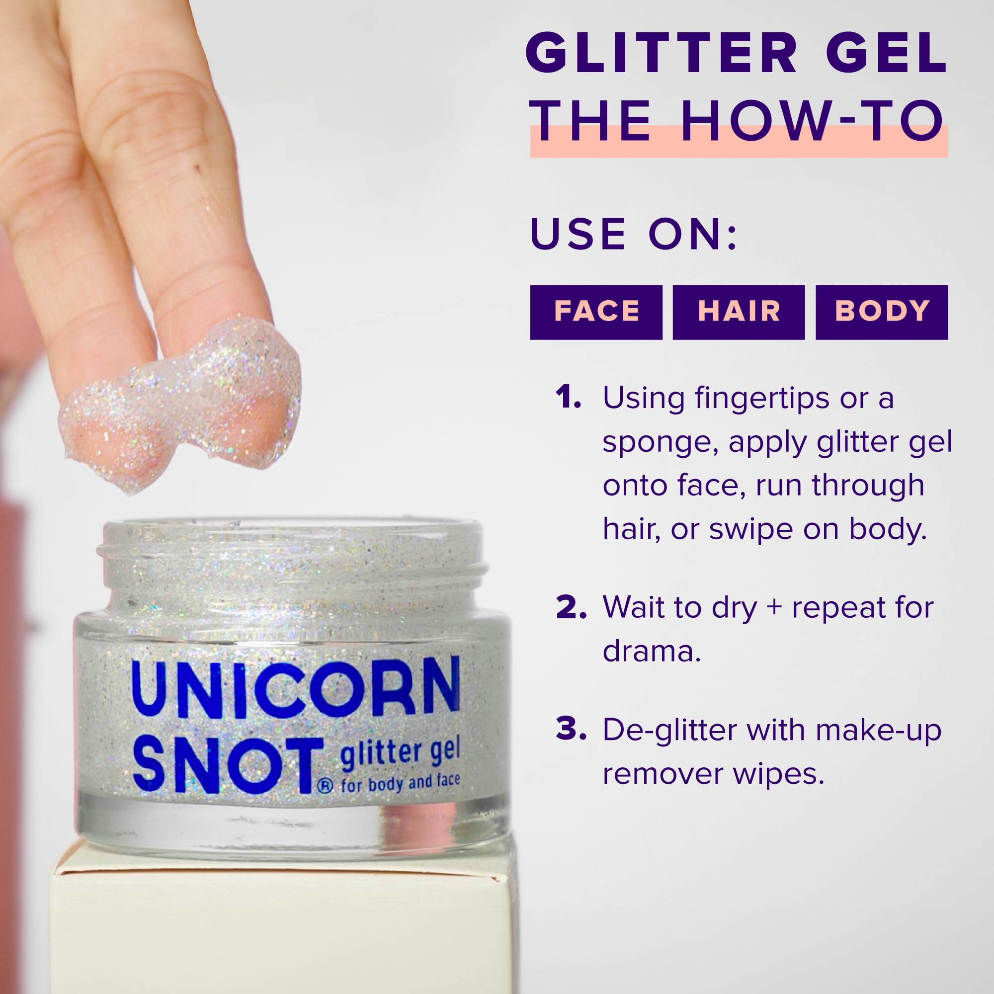 UNICORN SNOT body glitter gel delivers head-to-toe sparkle.