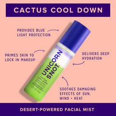 Unicorn Snot Cactus Cool Down mist delivers cooling post-sun relief.