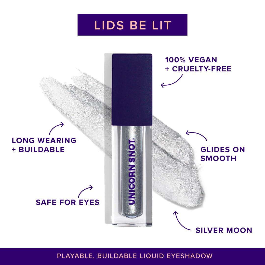 UNICORN SNOT Eyelighter silver swatch reveals rich metallic glow for daily looks.