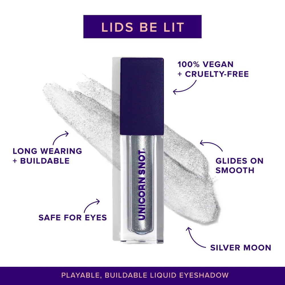 UNICORN SNOT Eyelighter silver swatch reveals rich metallic glow for daily looks.