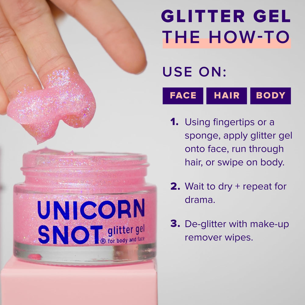 UNICORN SNOT glitter gel for festival looks with vibrant hue and shine