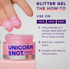 UNICORN SNOT glitter gel for festival looks with vibrant hue and shine