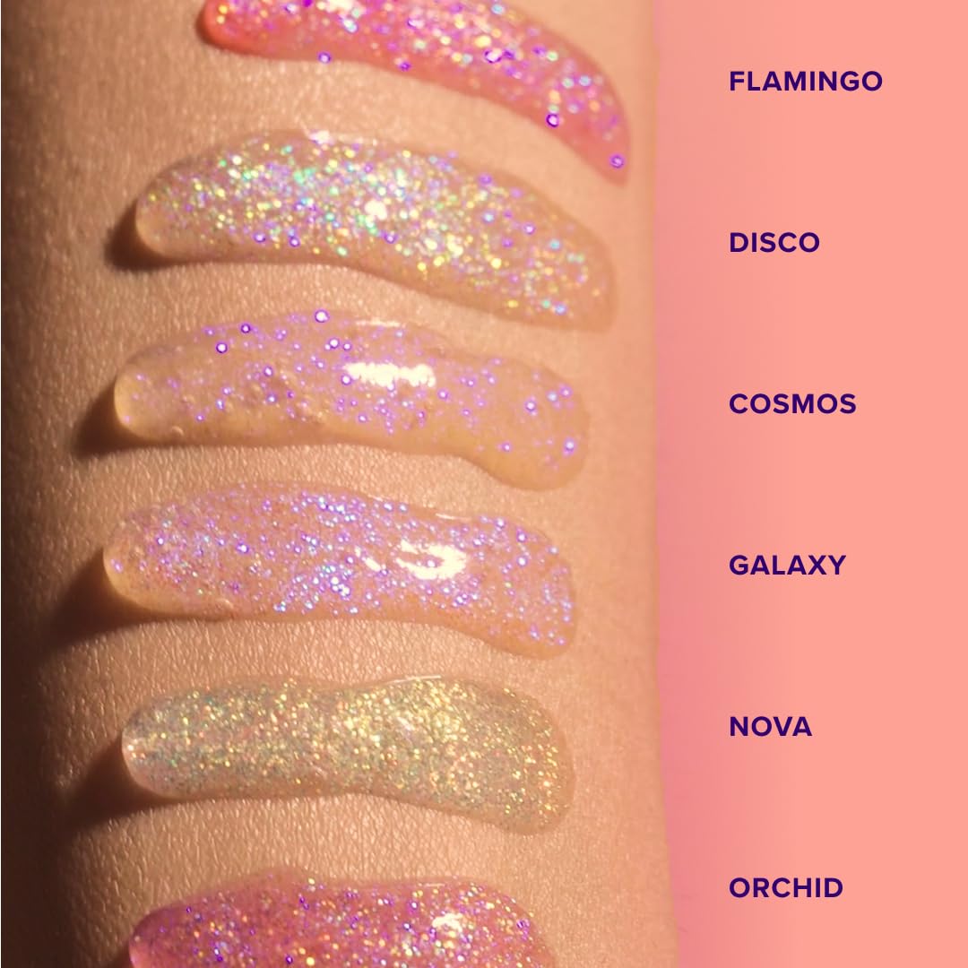 Unicorn Snot Glitter Boss gloss applied for a bold, shimmering look on lips.