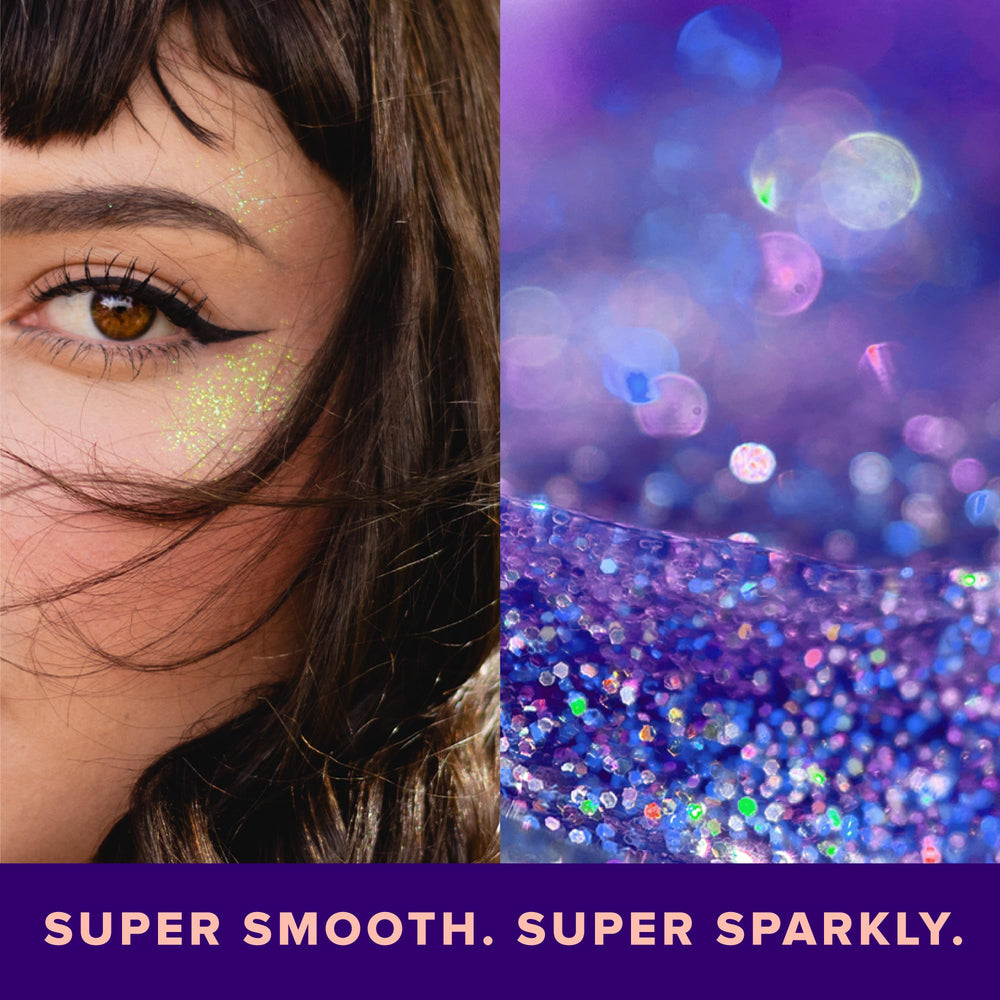 Body glitter gel creating radiant skin shimmer