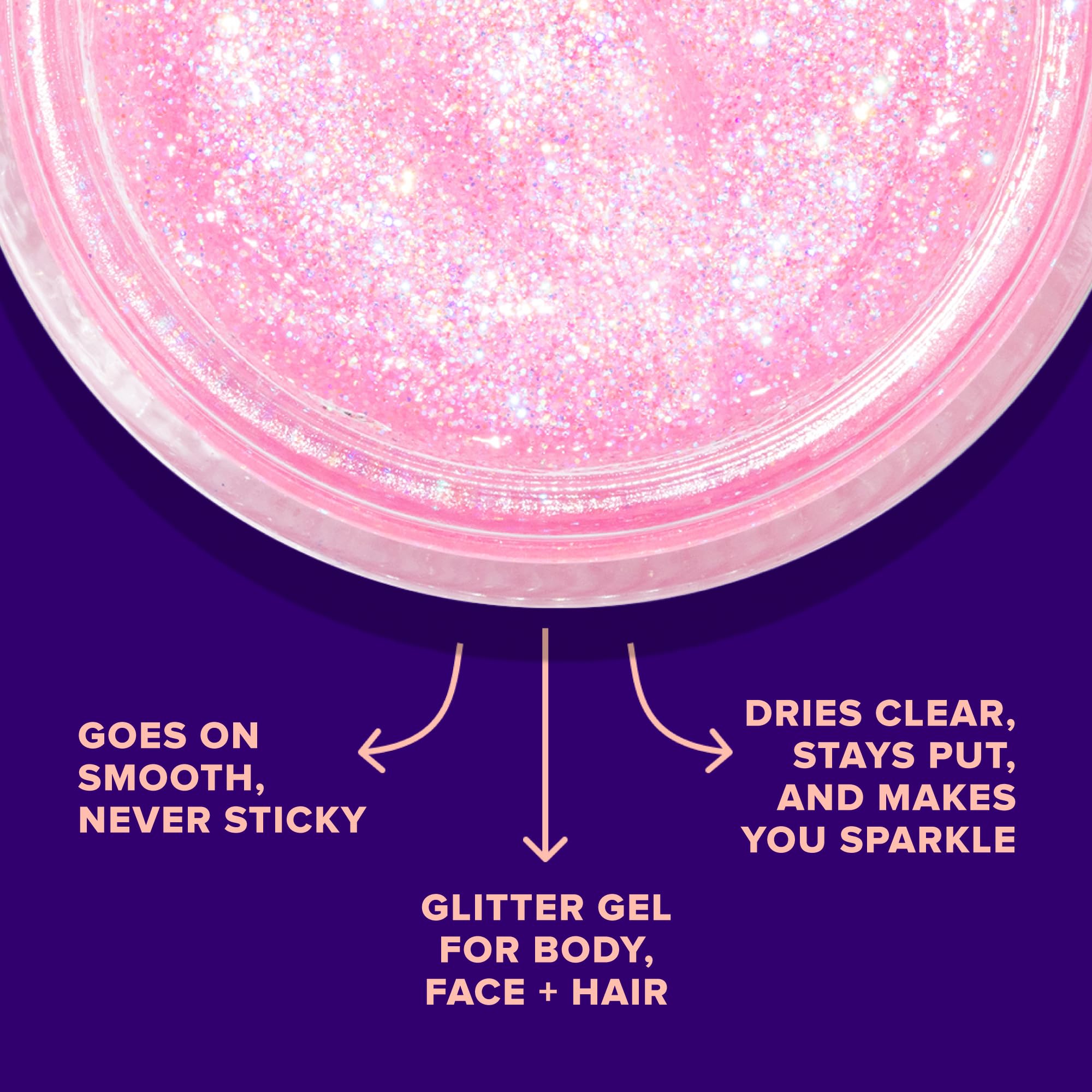 UNICORN SNOT glitter gel brushed through hair and body for a luminous glow