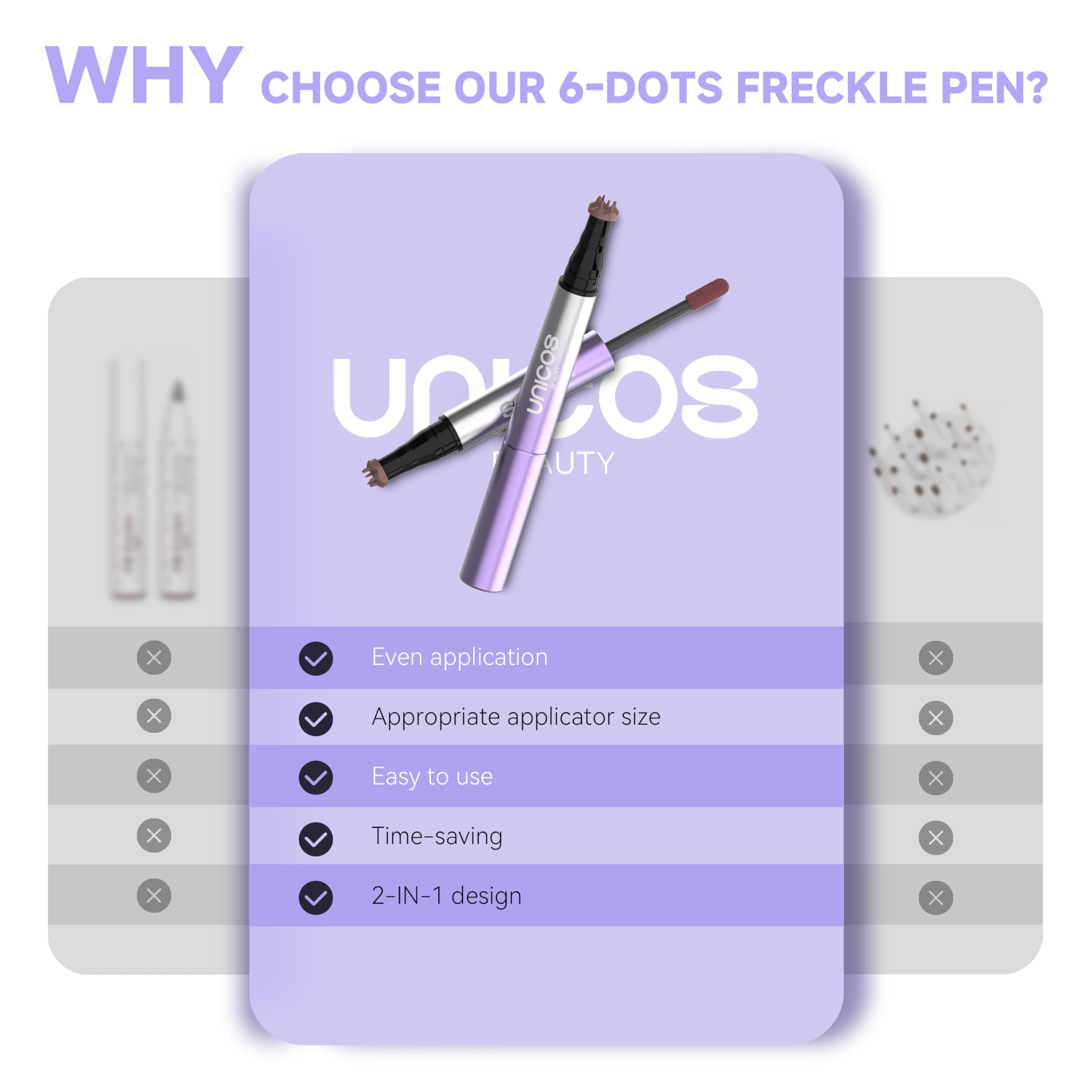 Unicos Freckle Stamp travel-friendly design for on-the-go touch-ups