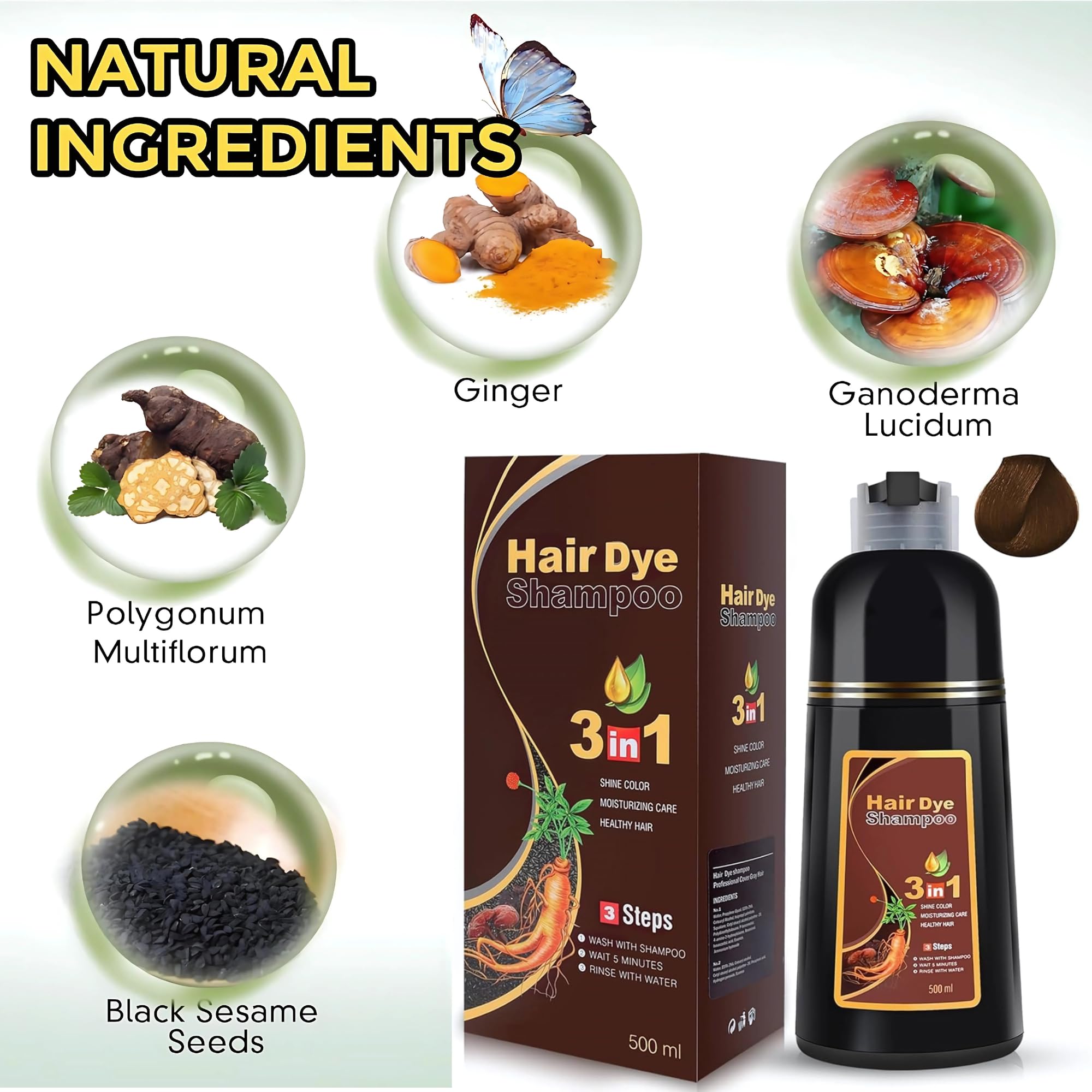 UniNestia Chestnut Brown 500ml bottle for home coloring.