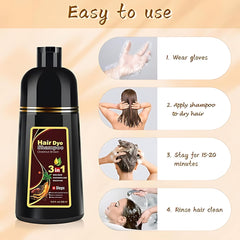 UniNestia Chestnut Brown Shampoo shows gray hair coverage for rejuvenated look.