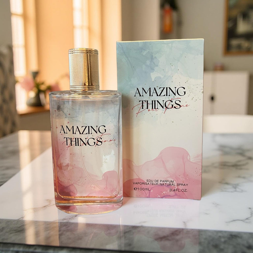 United Scents Pour Femme 100ml bottle fits vanity shelf and travel