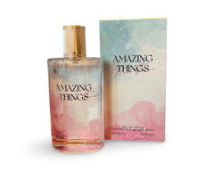 United Scents Amazing Things Pour Femme bottle with watercolor gradient elevates vanity display