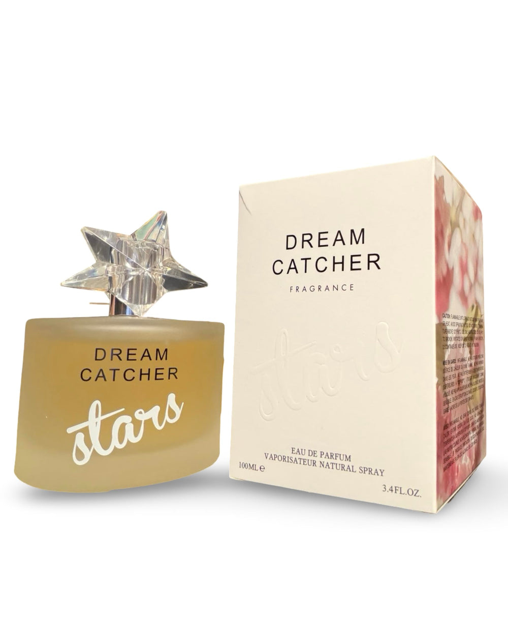 United Scents Dream Catcher Stars bottle with frosted glass and crystal star cap for an elegant vanity display.