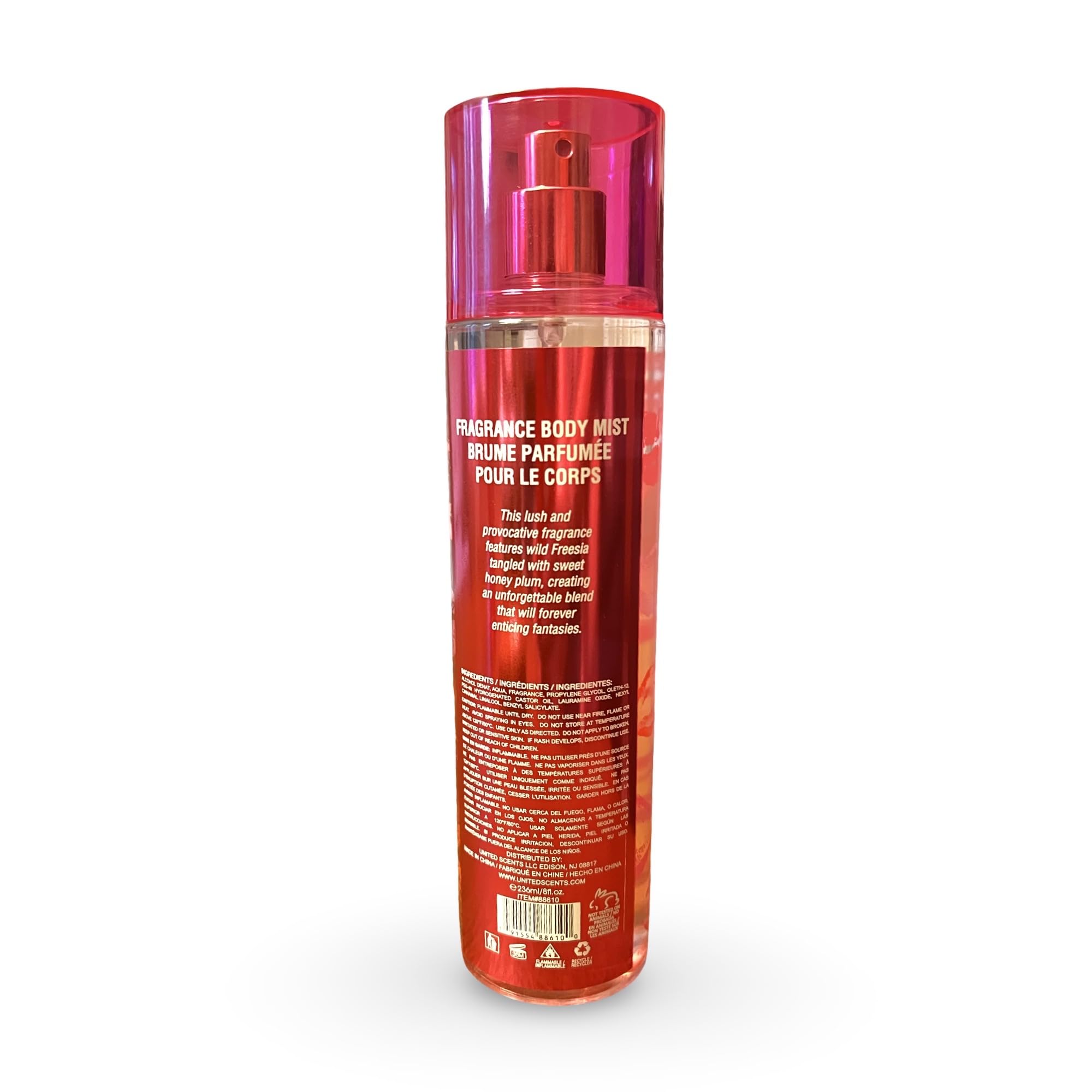 United Scents Love Seduce label closeup, showing 8 oz size and scent notes.