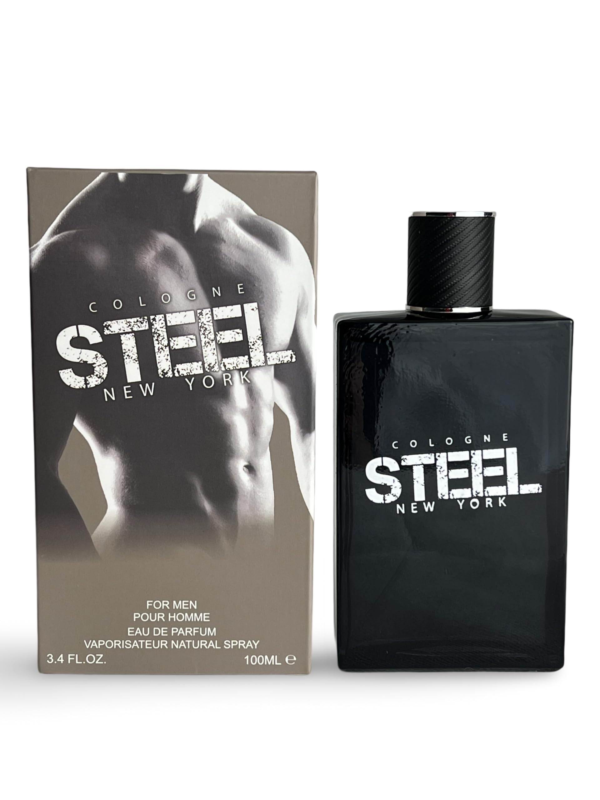United Scents Steel New York bottle front view for confident daily wear