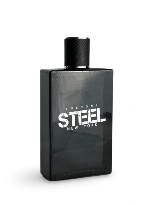 Side view of Steel New York bottle with refined masculine design