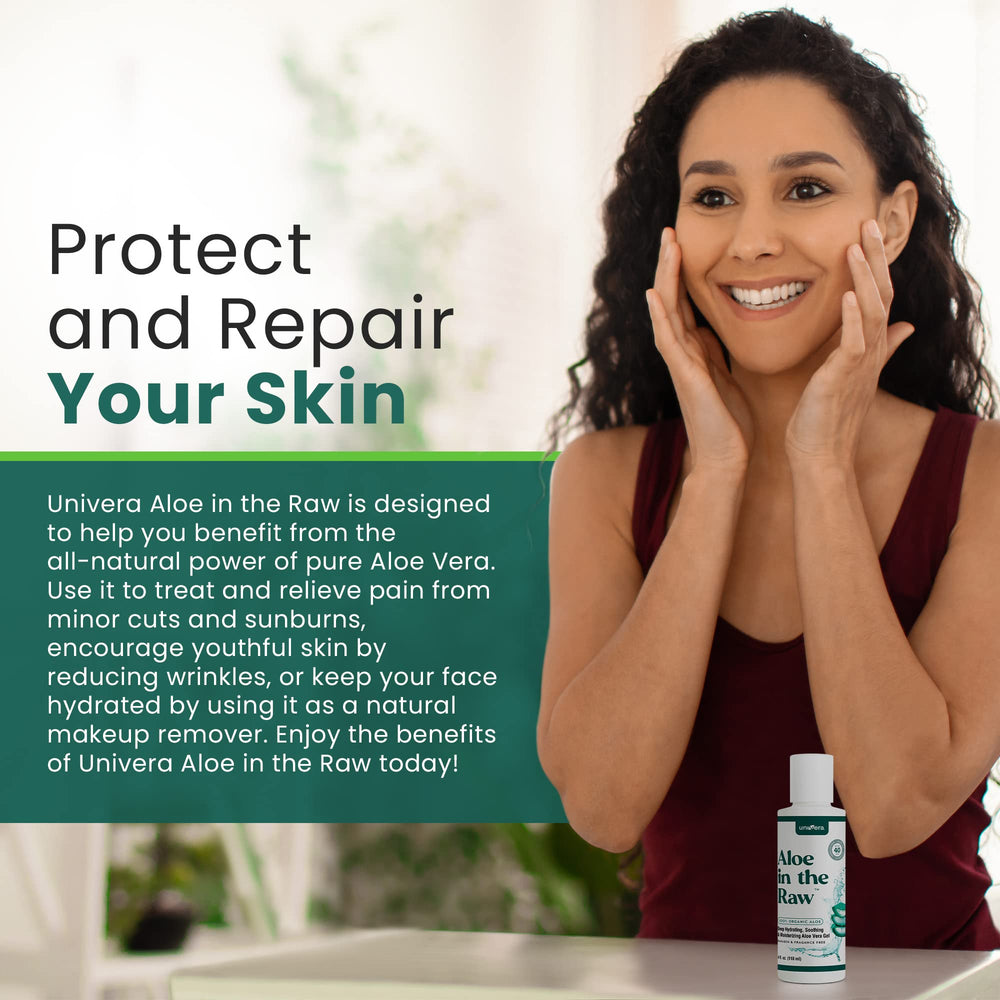 Univera Aloe in the Raw texture close-up features a smooth gel