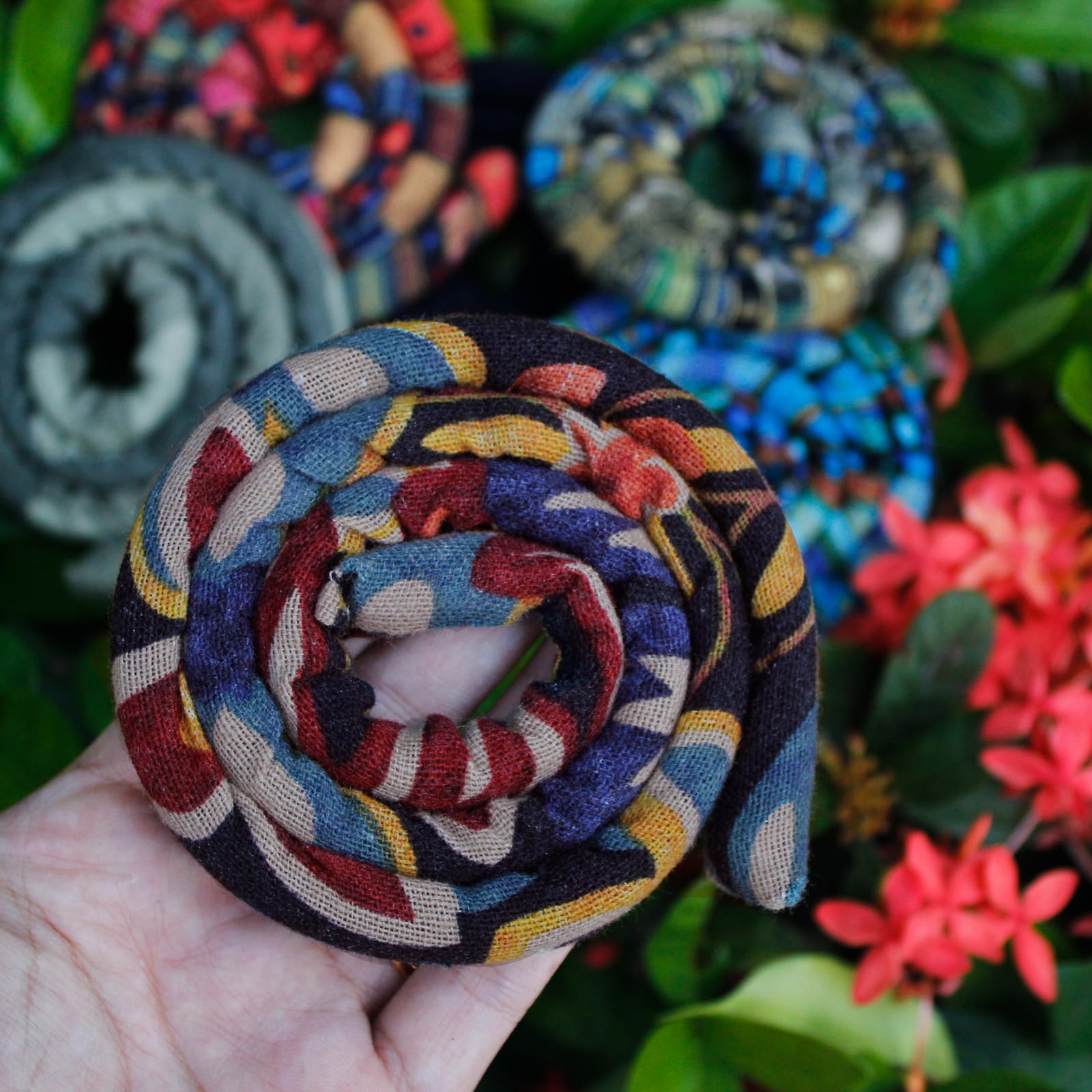 Universal Spiral Lock Hair Tie made with soft viscose fabric for gentle hold
