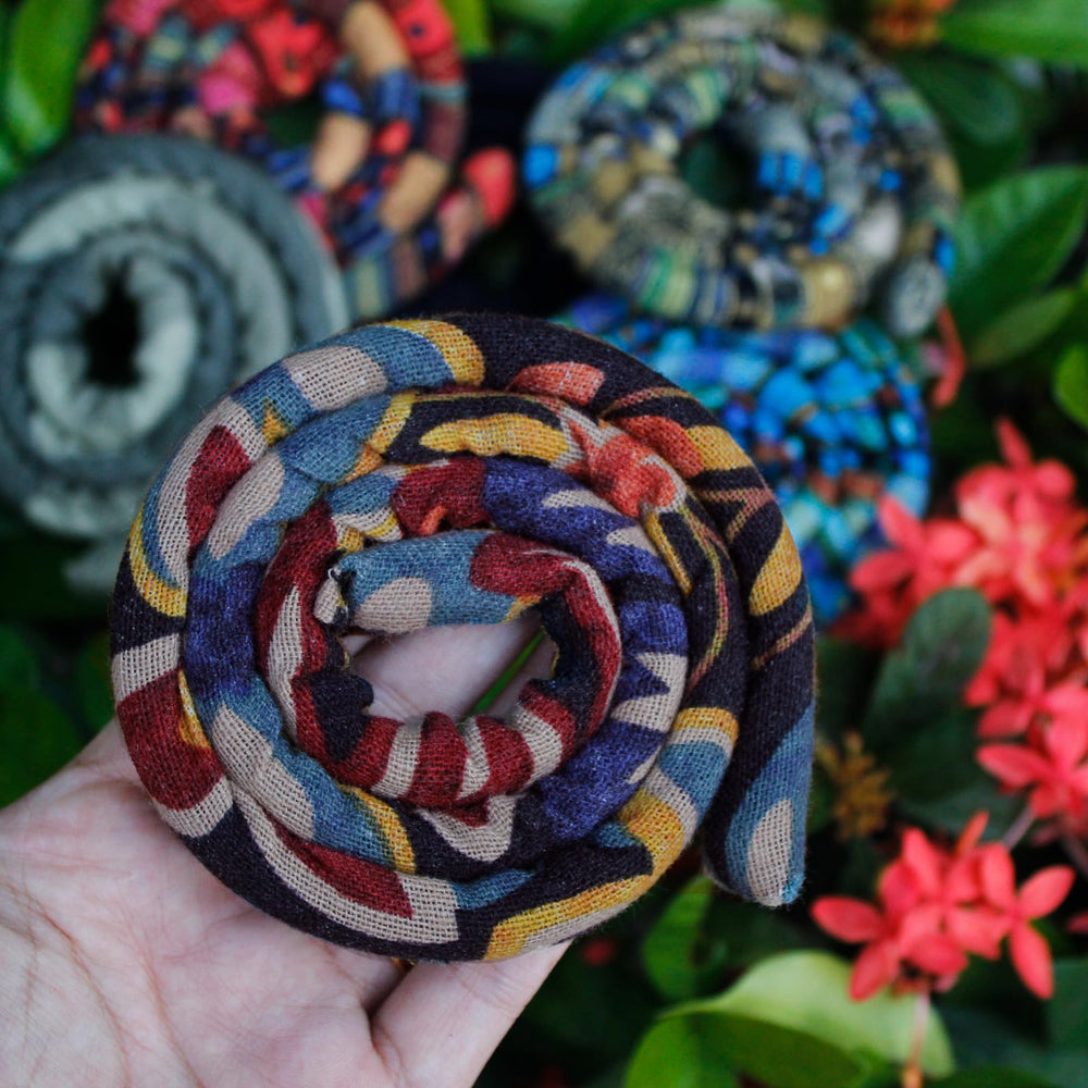 Universal Spiral Lock Hair Tie made with soft viscose fabric for gentle hold