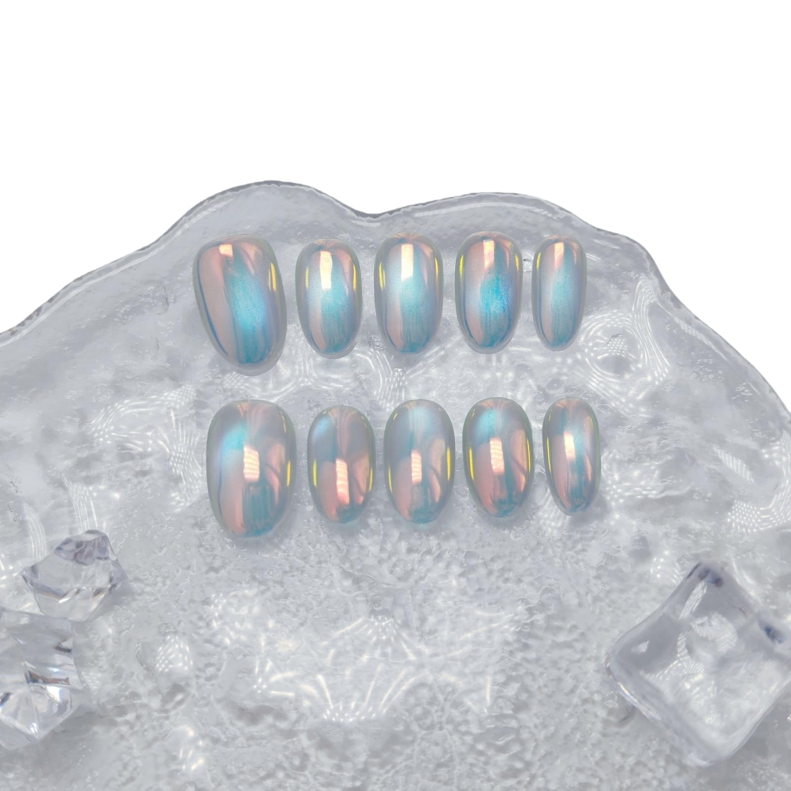 Uniyvoh cat eye nails with Aurora Bubbles design for radiant shimmer and depth