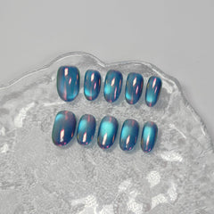 UNIYVOH Cat Eye Nails Aurora Night S French tip option for polished look