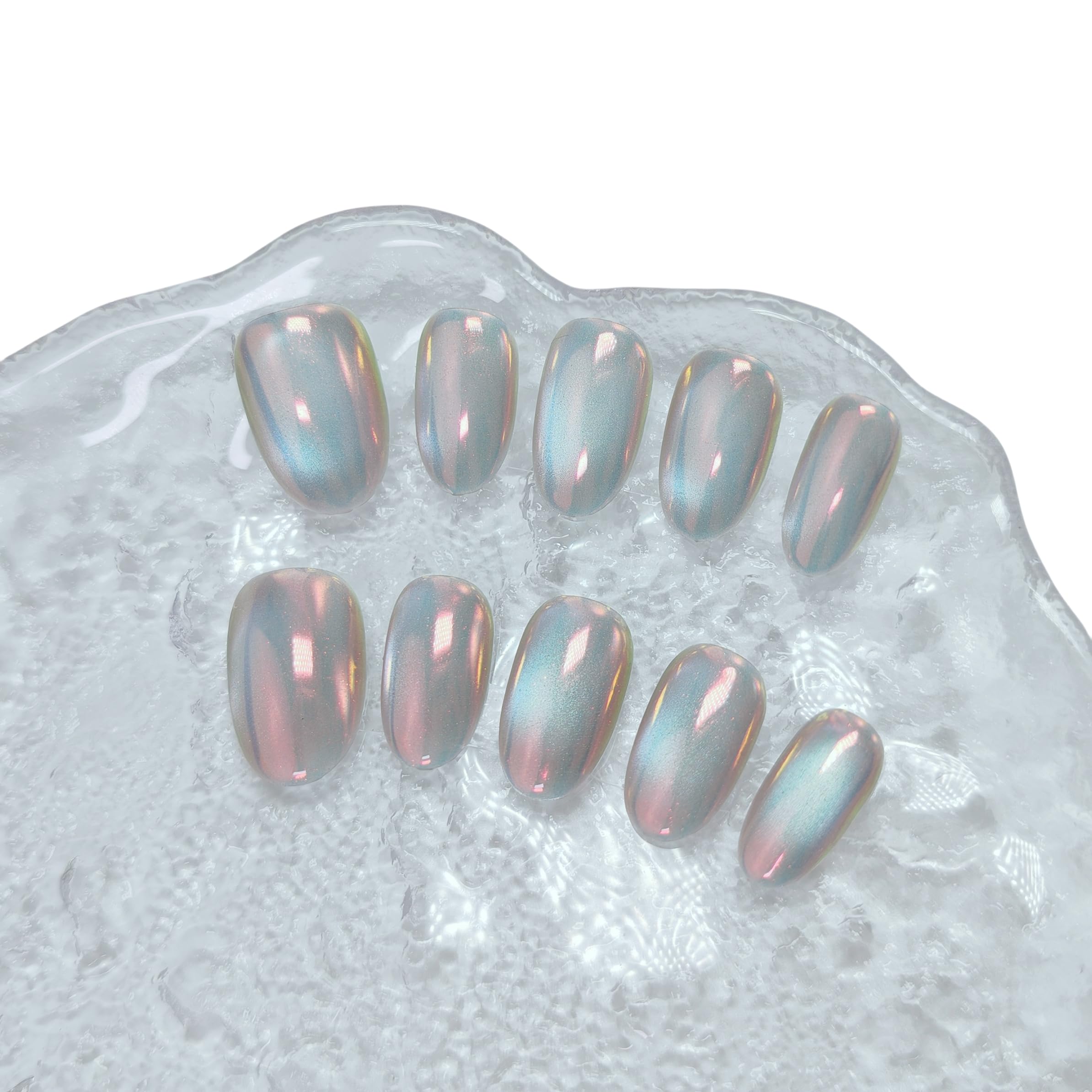 UNIYVOH Cat Eye Nails with Aurora Sunset River shimmer for a chic, salon-like finish.