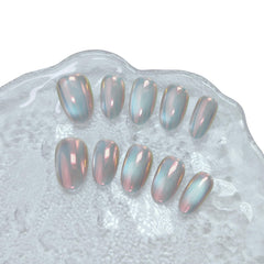 UNIYVOH Cat Eye Nails with Aurora Sunset River shimmer for a chic, salon-like finish.
