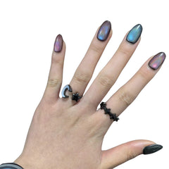 UNIYVOH planet-small oval nails glitter design for bold daily style
