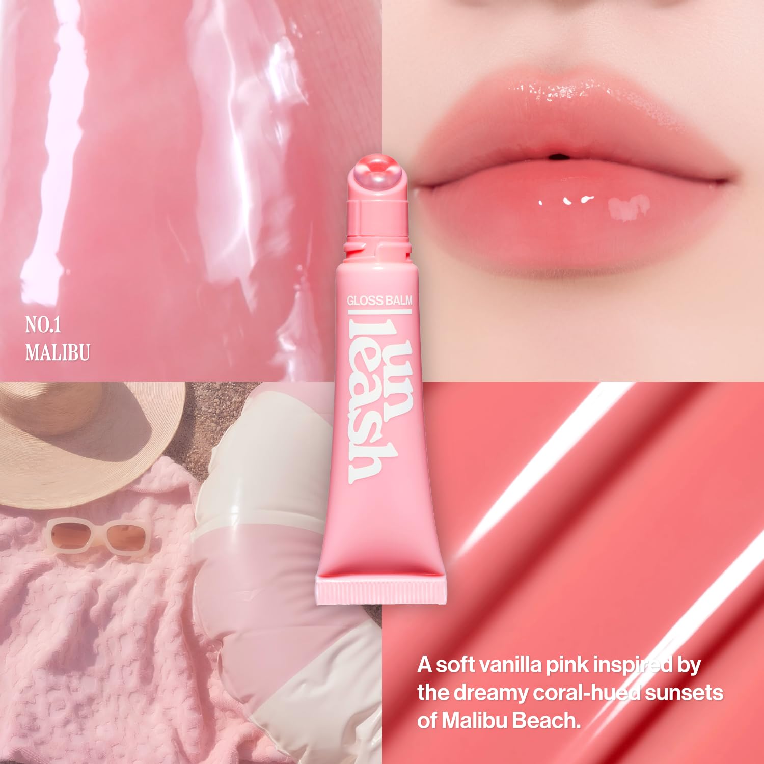 UNLEASHIA Sunset Dazzle Gloss Balm close-up with radiant tinted shine.