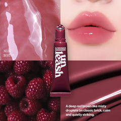 UNLEASHIA Sunset Dazzle Gloss Balm lips with natural tint and subtle shine.