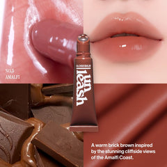 UNLEASHIA Sunset Dazzle No.5 Amalfi swatches reveal natural tinted shine for lips
