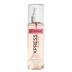 Unnique By Lag UNNIQUE Xpress Blow Dry Spray bottle front, sleek packaging, frizz control.