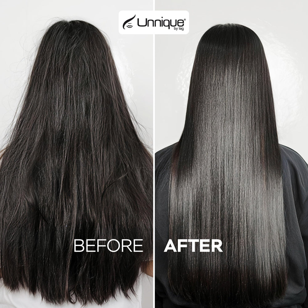 Unnique By Lag spray detangles hair, making brushing easier after washing.