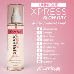 Unnique By Lag Xpress Anti-Frizz spray controls flyaways for smoother strands.