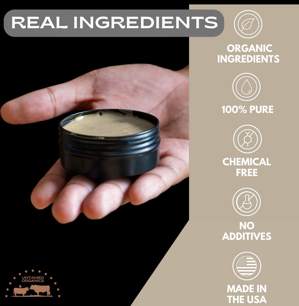 Untamed Organics Tallow Hair Clay being applied by hand for everyday styling.