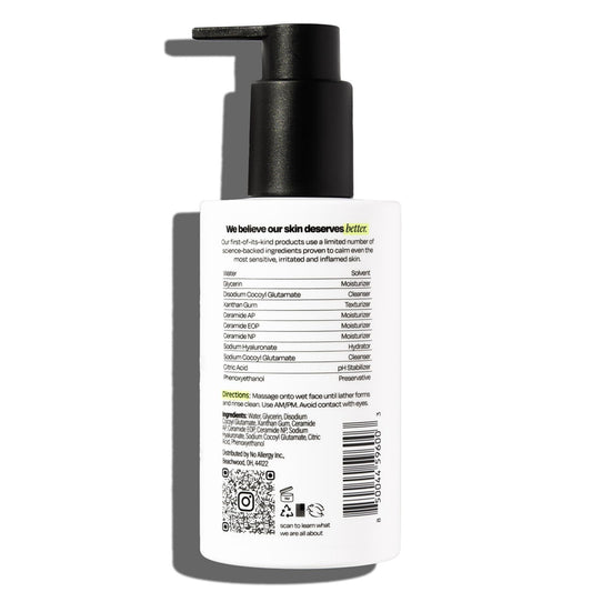 Untoxicated Face Wash bottle close-up with label visible, fragrance-free.