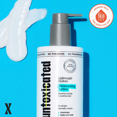 Hands applying Untoxicated Moisturizing Lotion for daily use