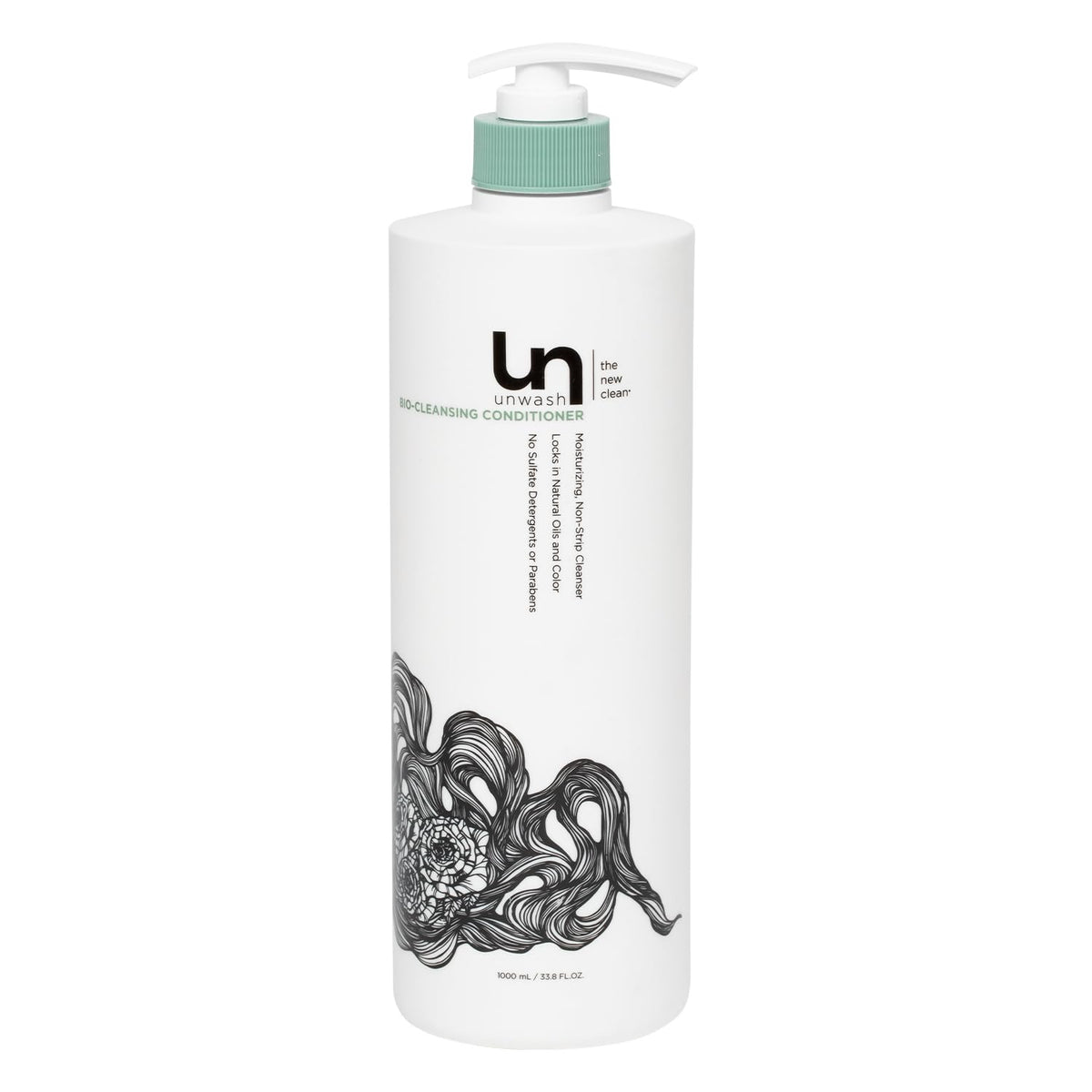 Unwash Bio-Cleansing Conditioner bottle highlights gentle cleansing and curling hydration.