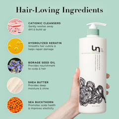 Unwash Bio-Cleansing Conditioner texture close-up reveals creamy, nourishing formula.