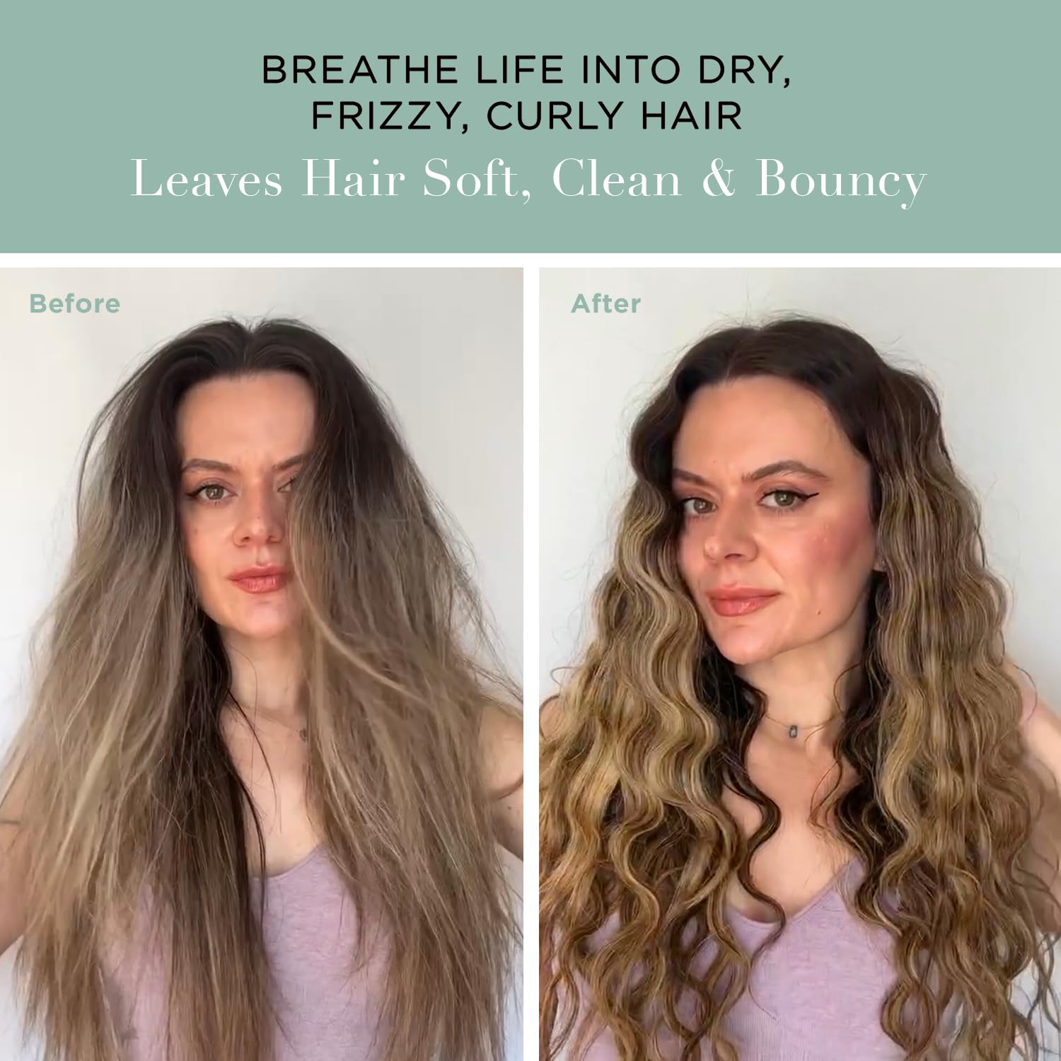 Close-up of soft, moisturized hair after using Unwash Bio-Cleansing Conditioner.