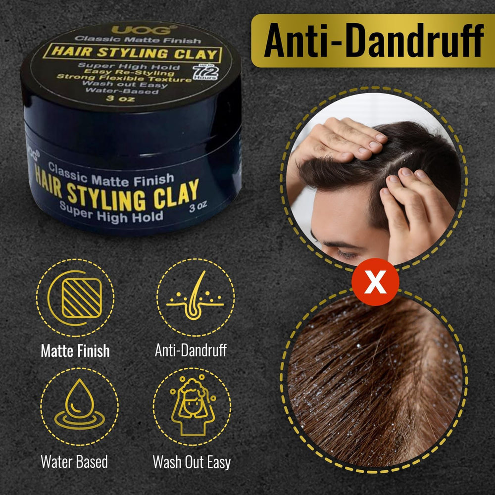 UOG clay matte finish on hair for clean, natural look