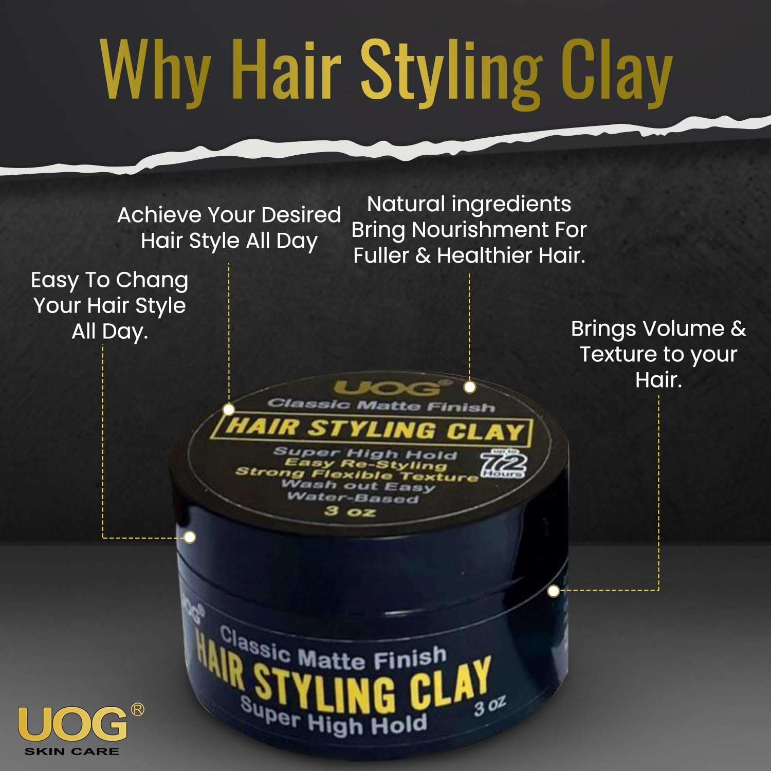 UOG styling clay texture swatch shows pliable hold with no residue