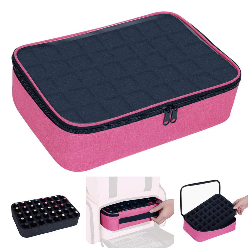 UOZL small clear nail polish organizer with 40 bottles, rose red, easy access.