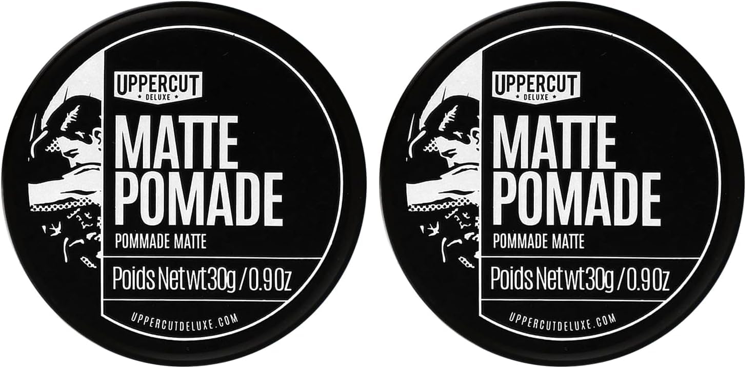Uppercut Deluxe Matte Pomade MIDI tin front view for travel-friendly styling.